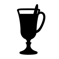 mulled wine black silhouette icon - of a soft drinks mulled wine simple vector art