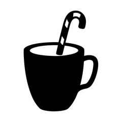 peppermint hot chocolate black silhouette icon - of a  peppermint hot chocolate simple vector art