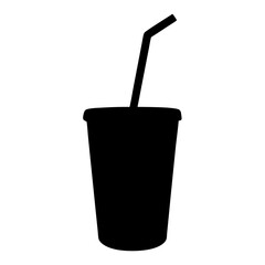 smoothie with straw black silhouette icon - of a soft drinks smoothie with straw simple vector art