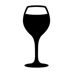 wine glass black silhouette icon - of a soft drinks wine glass simple vector art
