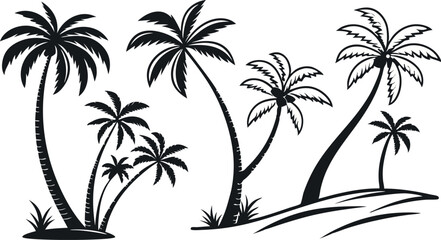 Tropical Palm Tree Vector Illustration – Summer Beach Silhouette Design