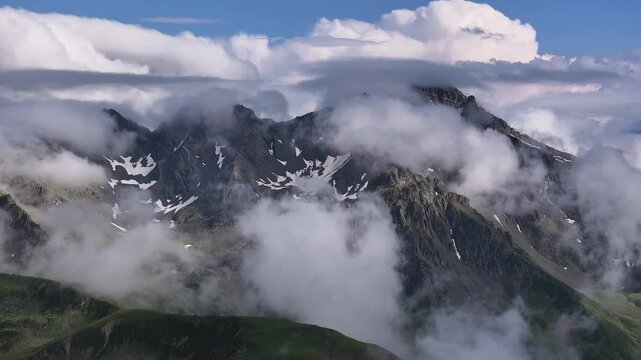 Foggy Kackar Mountains in the Fog Drone Video, Kackar Mountains Plateau Ayder, Camlihemsin Rize, Turkiye (Turkey)