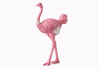 Pink ostrich table ornament kitsch - isolated on white