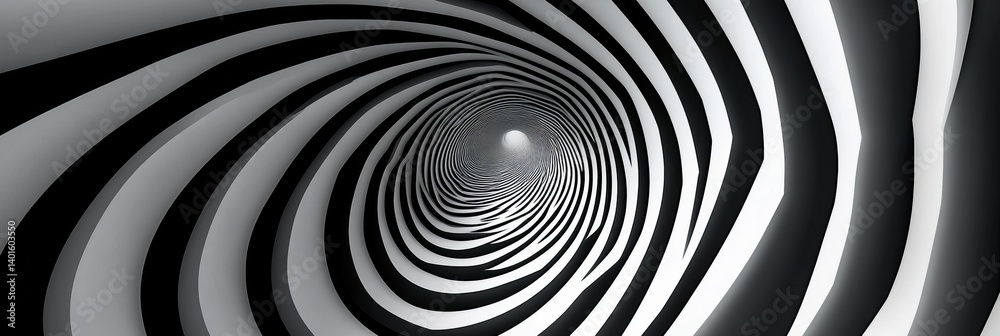 Aufkleber hypnotic spiral optical illusion with black and white lines creating depth and movement