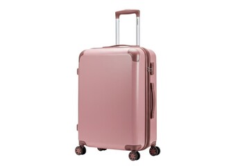 Rose gold luggage suitcase travel rolling bag for vacation isolated on background