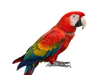 Scarlet macaw parrot bird exotic tropical animal wildlife isolated on white background