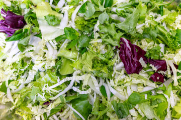 Freshly chopped salad mix prepared for a healthy meal