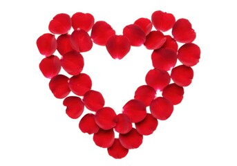 Rose petals heart shape valentine love romance wedding gift isolated on white background