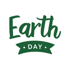 Earth Day Celebration with Green Ribbon and Cursive Text