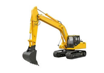 Excavator construction equipment machinery heavy vehicle isolated on background