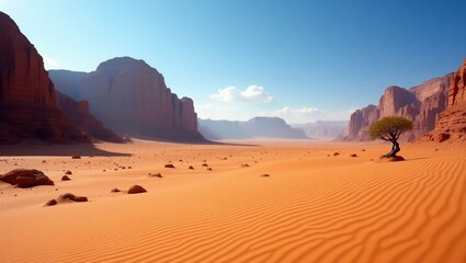 Stunning Desert Landscape with a Solitary Tree