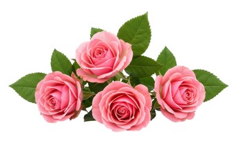Obraz premium Beautiful pink roses floral arrangement on a light surface isolated on white background