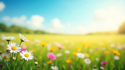 Fototapeta premium Stunning Colorful Meadow Flowers in Springtime