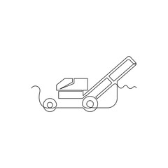 one line art Lawn Mower Tool vector illustration. line art, one continuous line, simple, hand drawn and sketch style. for icons, symbols, signs or logos