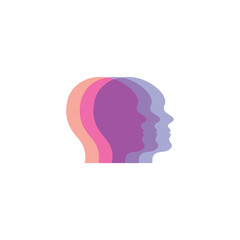 Symbol design consisting of human heads related to mental and psychological states. Vector