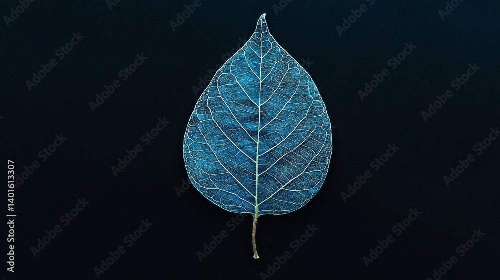 Poster details of a delicate leaf against a dark background showcasing intricate vein patterns and texture 