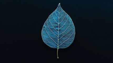 Details of a Delicate Leaf Against a Dark Background Showcasing Intricate Vein Patterns and Texture in Soft Light