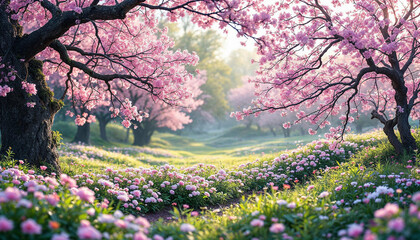 blooming cherry tree in spring