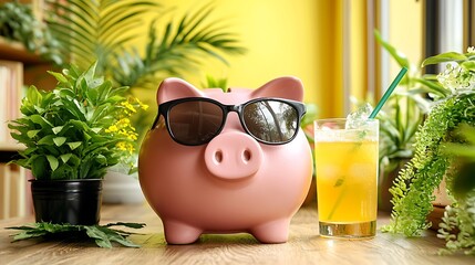 Piggy Bank Sunglasses Summer Savings Finance