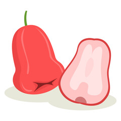 Whole and a sliced rose apple.