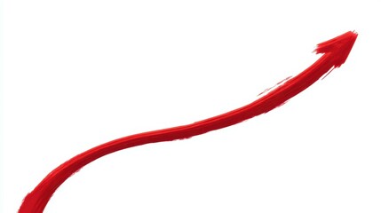 A vibrant red handdrawn arrow curving upwards represents success and dynamic progress on a clean white backdrop.