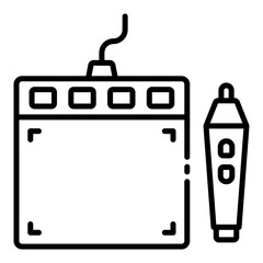 Pen tablet outline icon for digital drawing and computer input
