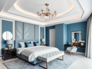 modern bedroom interior blue color