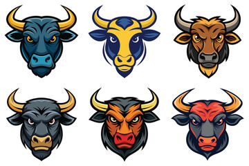 set of bull heads, bull face