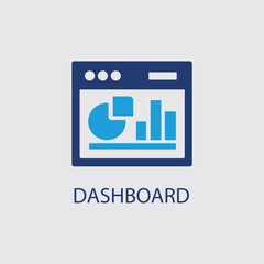 Data Dashboard Icon with Graphs and Charts for Business Analytics, Statistical Data Visualization, Computer Monitor Displaying Pie Chart and Line Graphs.