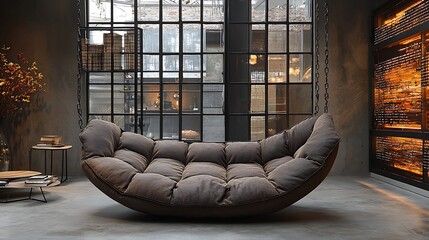 Comfy neutral swing seat in raw loft high resolution picture