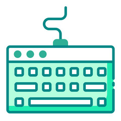 Mechanical wired keyboard for gaming green filled line icon