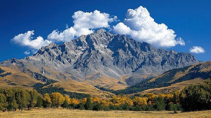 Majestic Mountain Landscape Under a Blue Sky