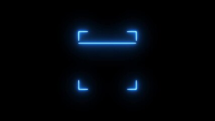 animated neon blue barcode scanner qr code isolated on black background, suitable for scanner application