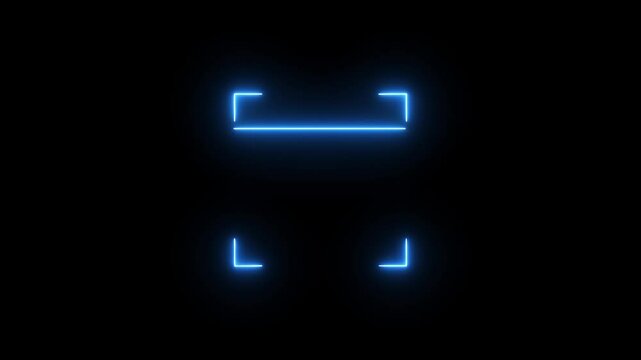 animated neon blue barcode scanner qr code isolated on black background, suitable for scanner application