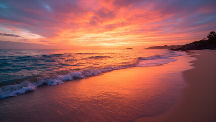 Fototapeta premium Stunning Sunset Over Serene Beach