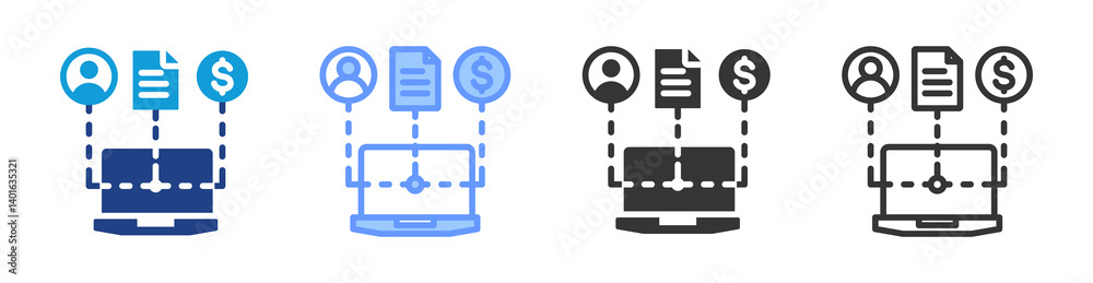 Poster Collecting Data icon set multiple style collection