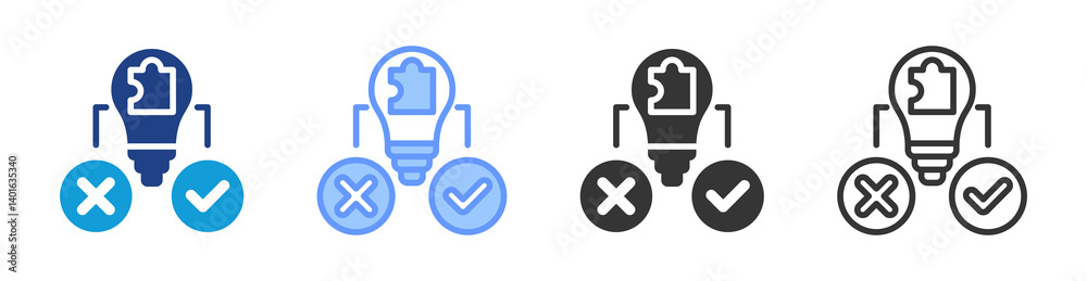 Poster Hypothesis Solution icon set multiple style collection