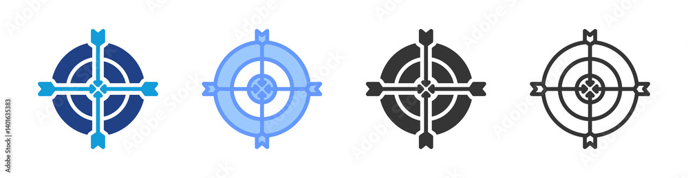Poster target focus icon set multiple style collection