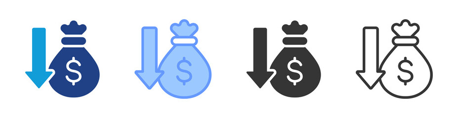Cost Saving icon set multiple style collection