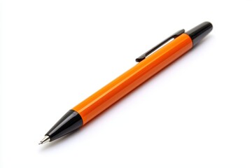 Orange ballpoint pen on white background