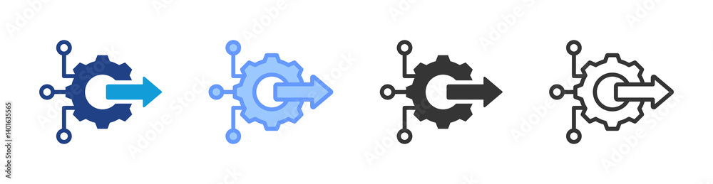 Fototapete Process Streamlining icon set multiple style collection