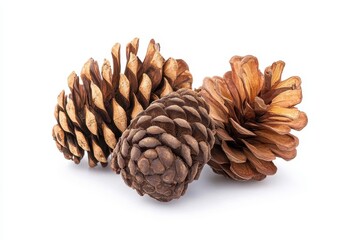 Three Pine Cones on White