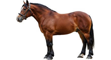 Belgian draft horse standing majestically on transparent background