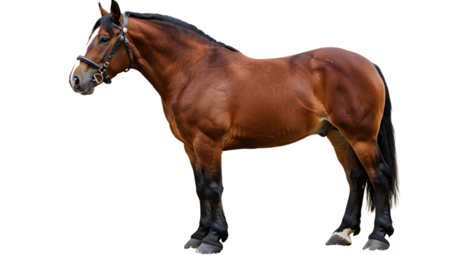 Belgian draft horse standing majestically on transparent background