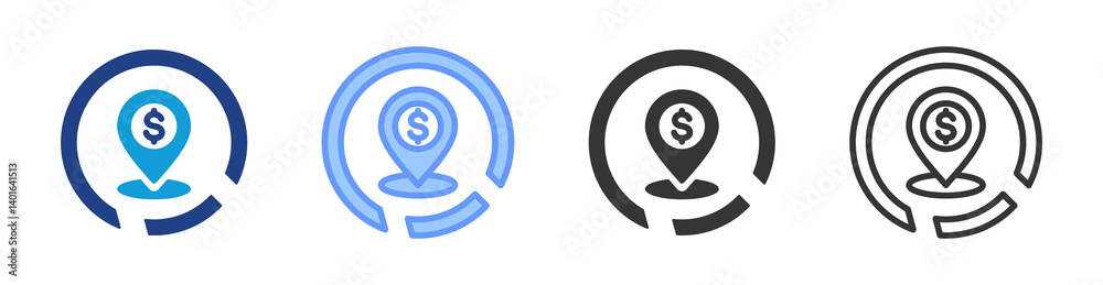 Aufkleber Market Positioning icon set multiple style collection