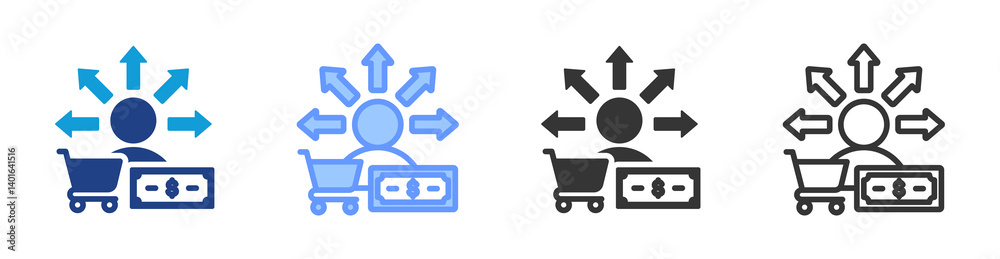 Poster Behavioral Segmentation icon set multiple style collection