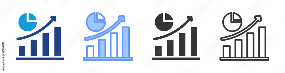 Poster Market Analysis icon set multiple style collection