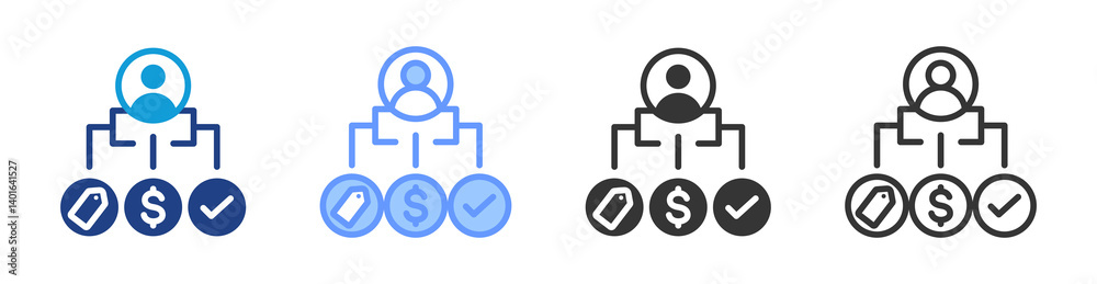 Poster Consumer Behavior icon set multiple style collection