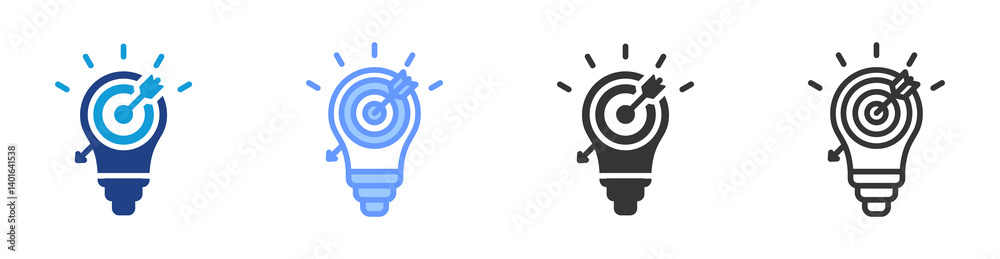 Poster marketing strategy icon set multiple style collection