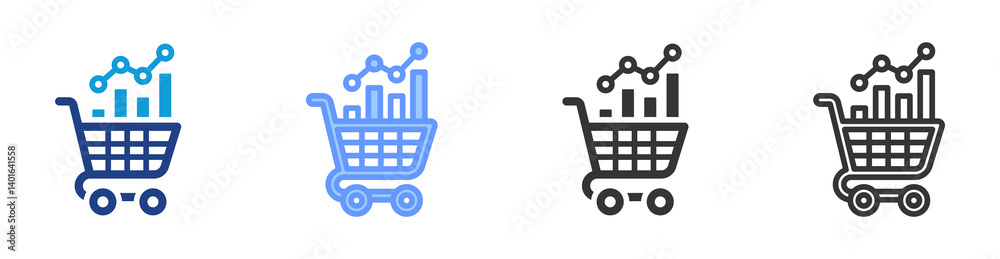 Poster market trends icon set multiple style collection